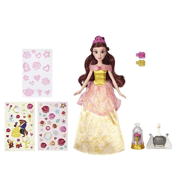 Disney Princess - Belle Glitter (abito decorabile con brillantini e adesivi)