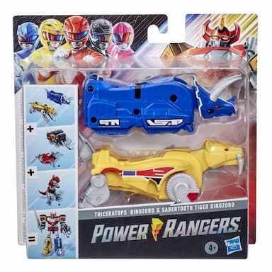 Power Rangers Mighty Morphin Triceratops Dinozord and Sabertooth Tiger Dinozord Toy 2-Pack Action Figures 