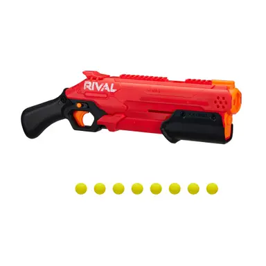Lançador Nerf Rival Takedown XX-800 -- Bombeador, câmara de recarga, capacidade para 8 projéteis, 27 m/s, 8 projéteis Nerf Rival, time vermelho