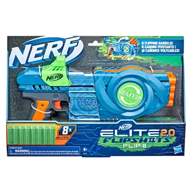 Nerf Elite 2.0 Flipshots Flip-8 Blaster, 8 Dart Barrels Flip to Double Your Firepower, 8-Dart Capacity, 8 Nerf Darts