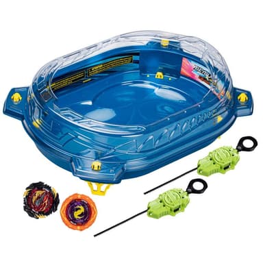 Conjunto Beyblade QuadStrike - Kit com Arena Thunder Edge Beystadium e 2 piões com lançador - F6781 - Hasbro