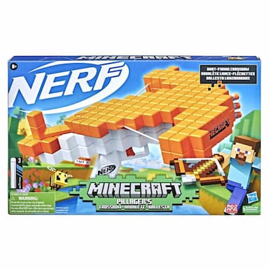 Nerf Minecraft Pillager's Crossbow Dart-Blasting Crossbow, Real Crossbow Action, Includes 3 Official Nerf Elite Darts