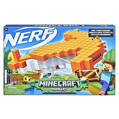 Nerf Minecraft Pillager's Crossbow Dart-Blasting Crossbow, Real Crossbow Action, Includes 3 Official Nerf Elite Darts