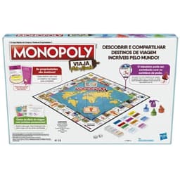 Monopoly Travel World Tour Board Game for Families and Kids Ages 8+, Includes Token Stampers and Dry-Erase Gameboard