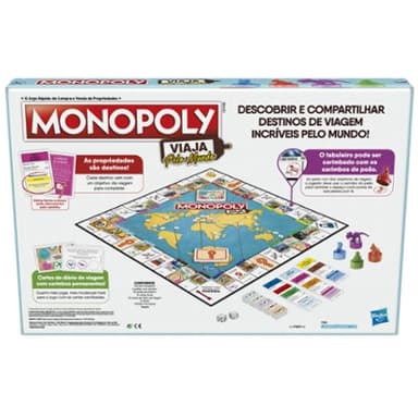 Monopoly Travel World Tour Board Game for Families and Kids Ages 8+, Includes Token Stampers and Dry-Erase Gameboard