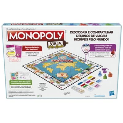 Monopoly Travel World Tour Board Game for Families and Kids Ages 8+, Includes Token Stampers and Dry-Erase Gameboard