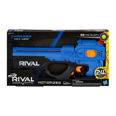 Nerf Rival Charger MXX-1200 Motorized Blaster -- 12-Round Capacity, 95 FPS, 24 Official Nerf Rival Rounds -- Team Blue
