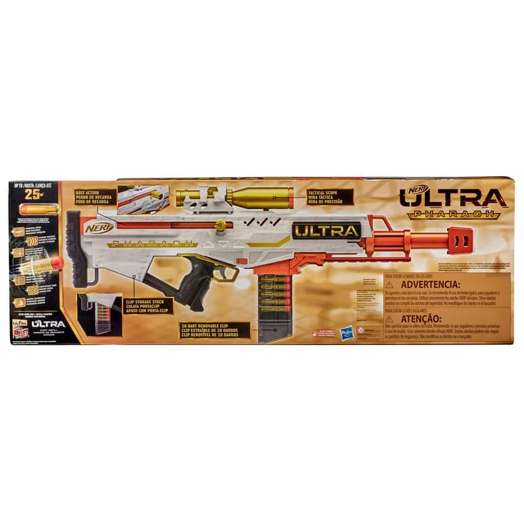 Nerf Ultra Pharaoh Blaster -- Gold Accents, 10-Dart Clip, 10 Nerf Ultra Darts, Compatible Only with Nerf Ultra Darts