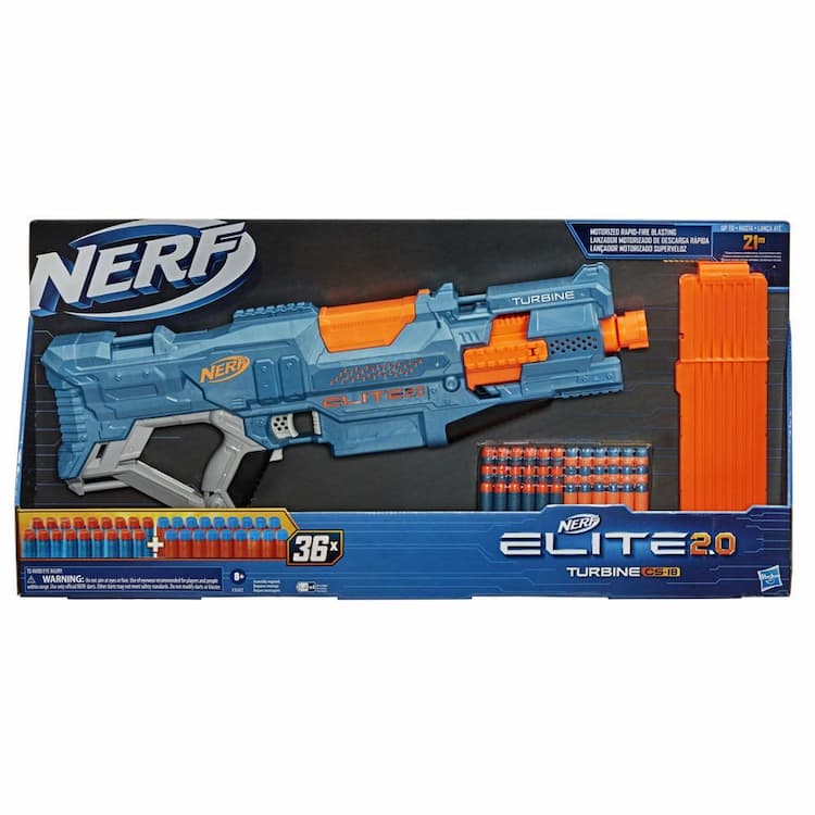 Nerf Elite 2.0 Turbine CS-18 Motorized Blaster, 36 Nerf Darts, 18-Dart Clip, Built-In Customizing Capabilities