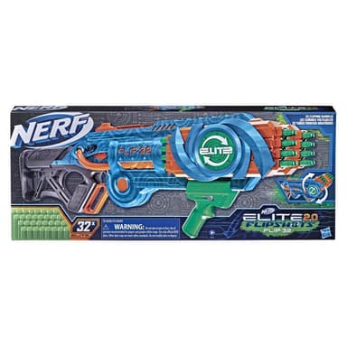 Nerf Elite 2.0 Flipshots Flip-32 Blaster, 32 Dart Barrels Flip to Double Your Firepower, 32-Dart Capacity, 32 Nerf Darts