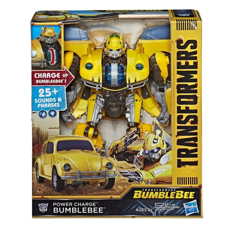 Transformers: Bumblebee Movie Toys, Power Charge Bumblebee Action Figure - Lights and Sounds, 10.5-inch