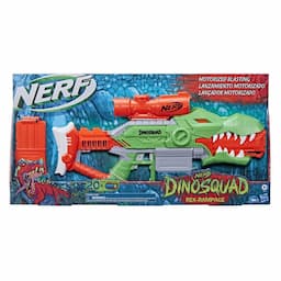 Nerf DinoSquad Rex-Rampage Motorized Dart Blaster, 10-Dart Clip, 20 Nerf Darts, 10-Dart Storage- T-Rex Dinosaur Design