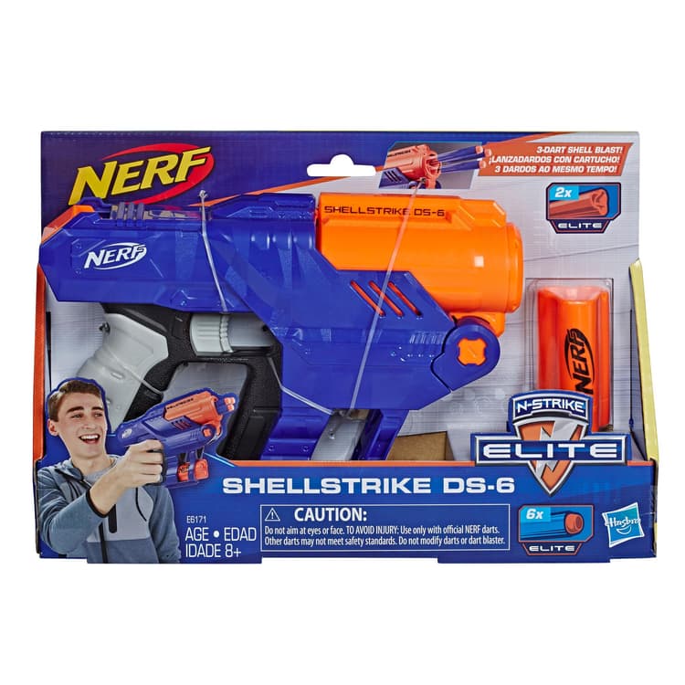 Nerf Elite Shellstrike DS-6 Blaster - Fires 3 Darts From Shells -- Includes 3 Shells and 6 Official Nerf Elite Darts