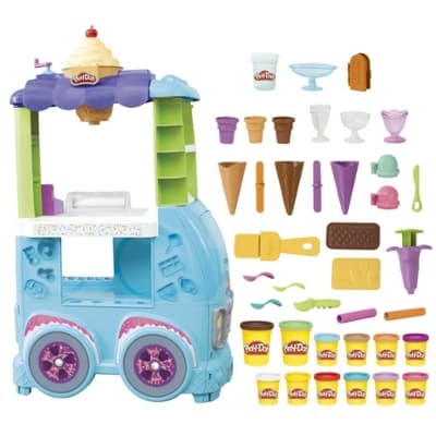 Play-Doh Kitchen Creations Ultimate Ice Cream Truck Playset with 27 Accessories, 12 Cans, Realistic Sounds